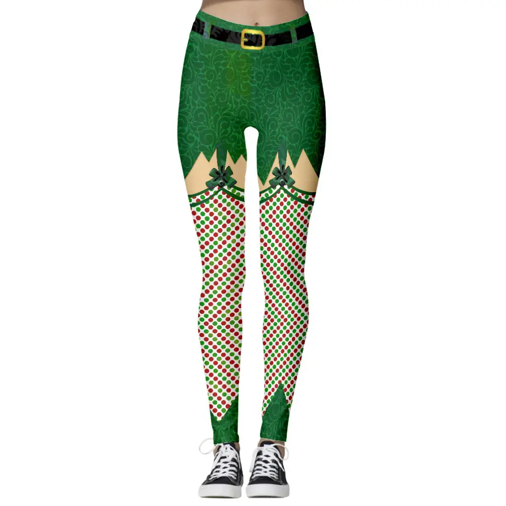 Christmas Dot Printed Sports Pants for Women - Image 6