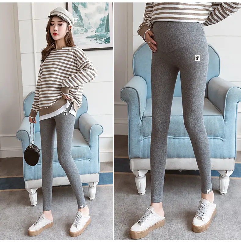 Pregnant Women's Grey Nine Point Leggings - Image 5