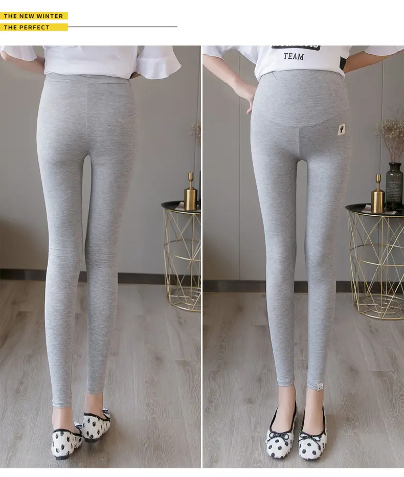 Pregnant Women's Grey Nine Point Leggings — feature 11
