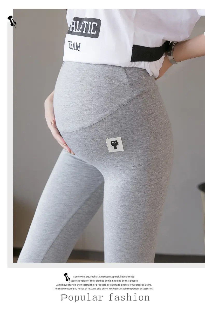 Pregnant Women's Grey Nine Point Leggings — feature 12