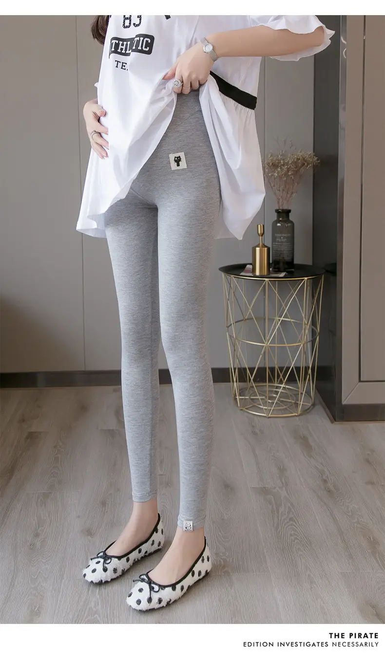 Pregnant Women's Grey Nine Point Leggings — feature 15