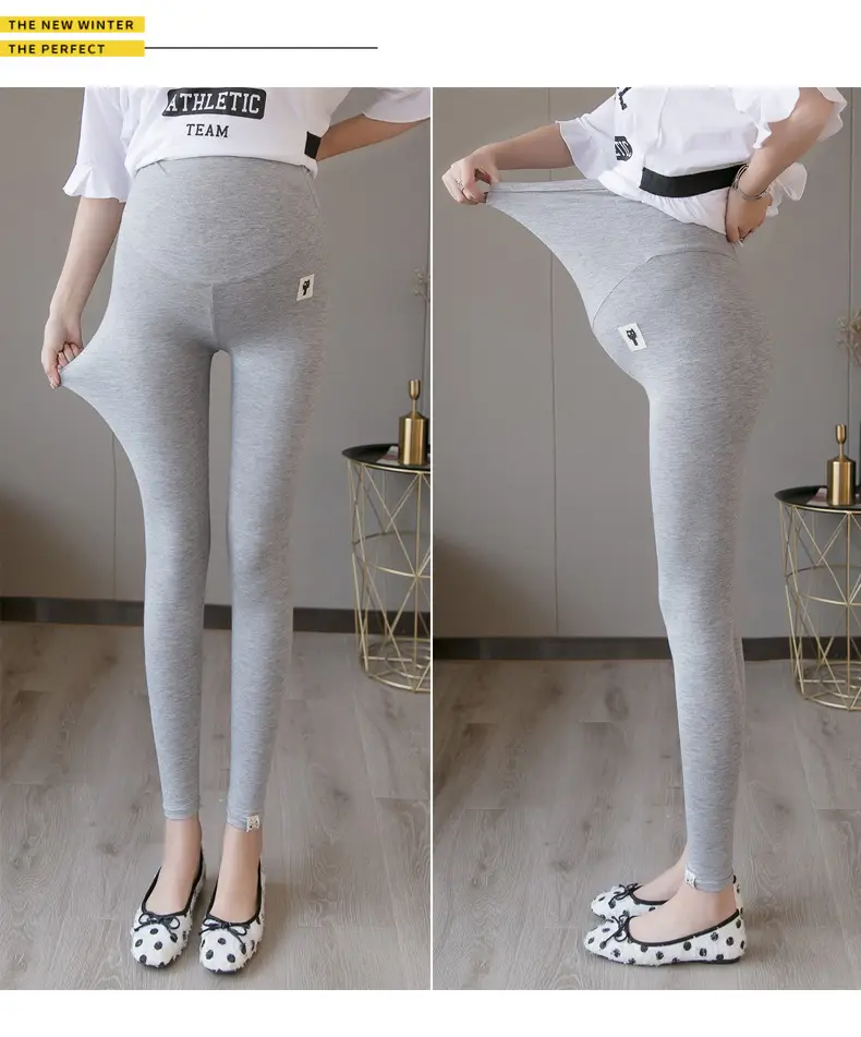 Pregnant Women's Grey Nine Point Leggings — feature 16