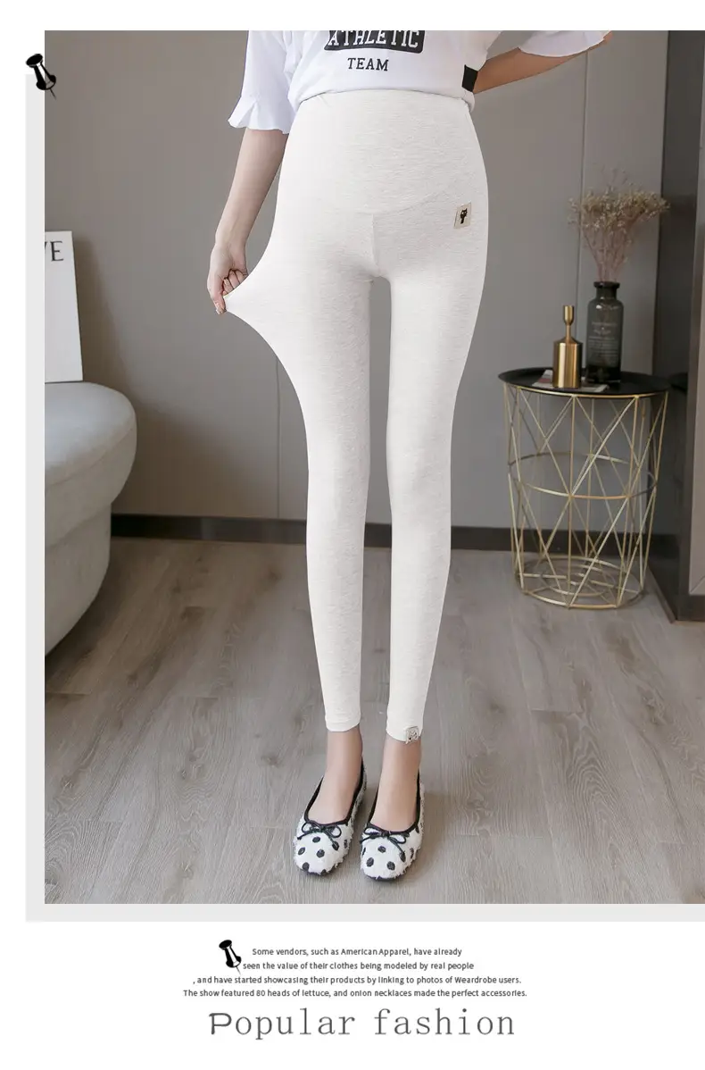 Pregnant Women's Grey Nine Point Leggings — feature 20