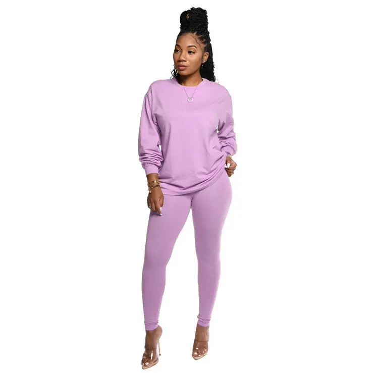 Purple Long Pants Sports Suit for Women Autumn Winter - Image 13