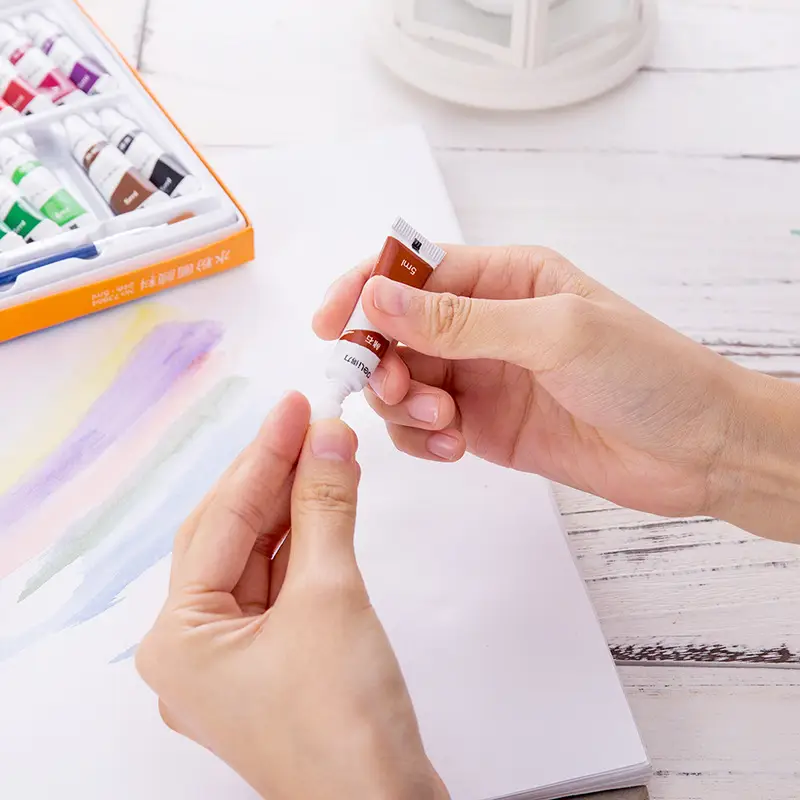 deli 73864 watercolor gouache paint set 24 color children washable for students art students