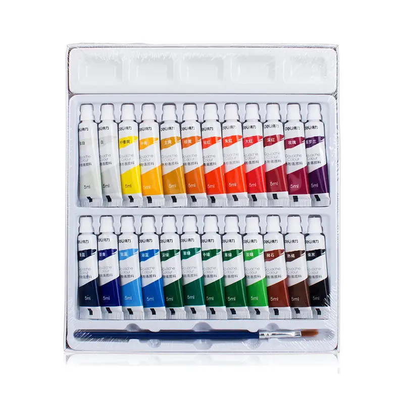 deli 73864 watercolor gouache paint set 24 color children washable for students art students