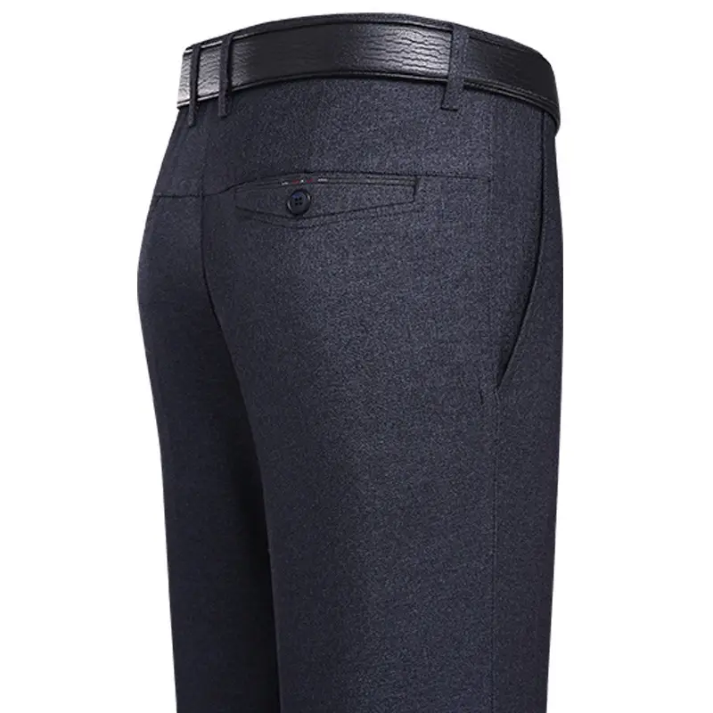 Men Dark Blue High Waist Straight Pants Winter Casual - Image 8