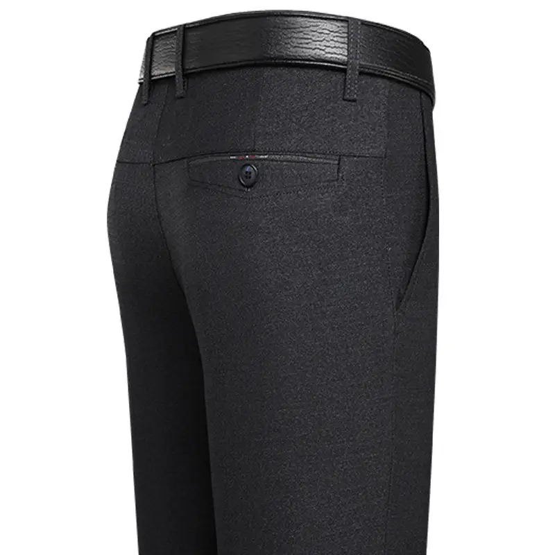 Men Dark Blue High Waist Straight Pants Winter Casual - Image 4