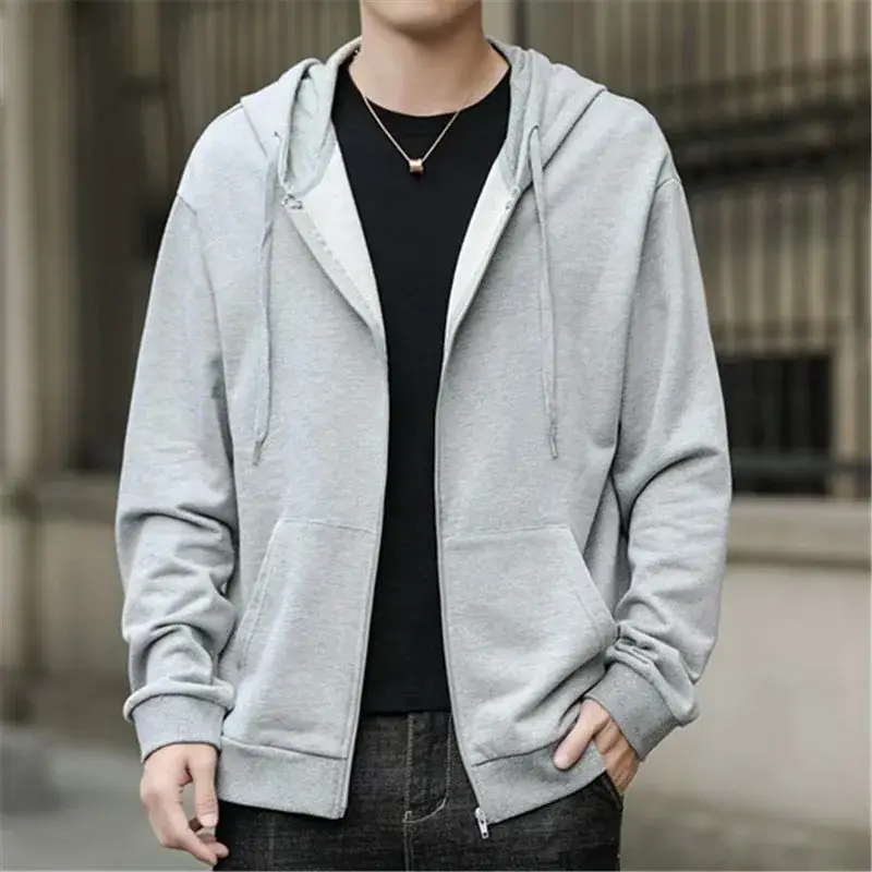 Men's Black Full Zip Hoodie Sweatshirt Long Sleeve Casual Wear - Image 6
