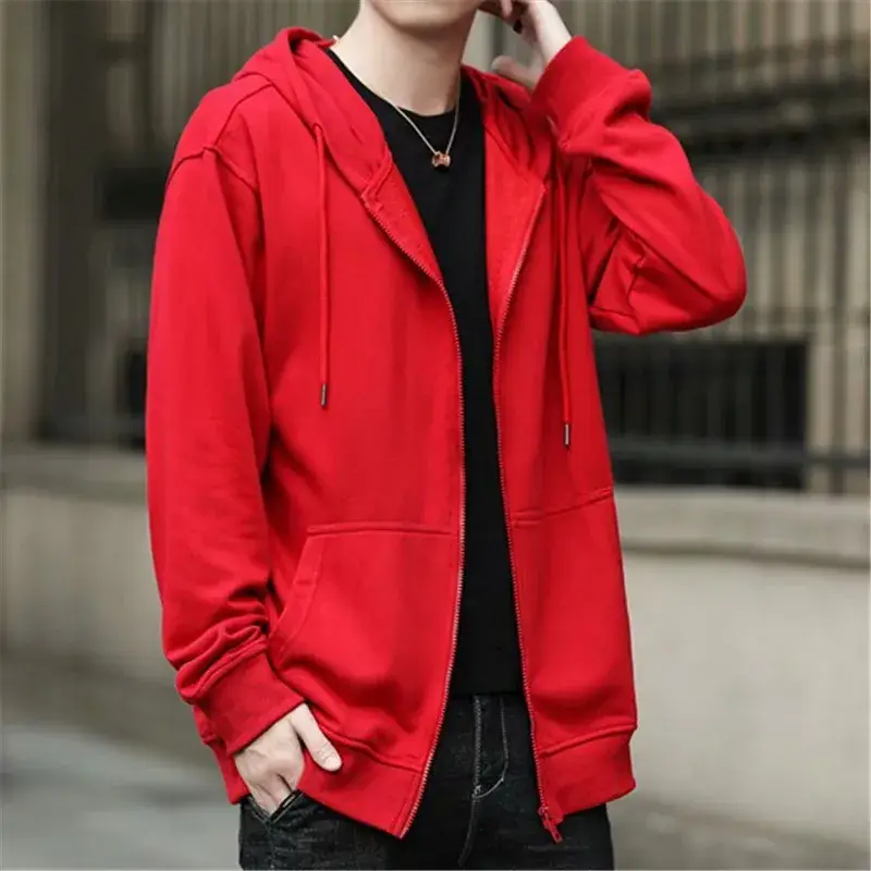 Men's Black Full Zip Hoodie Sweatshirt Long Sleeve Casual Wear - Image 7