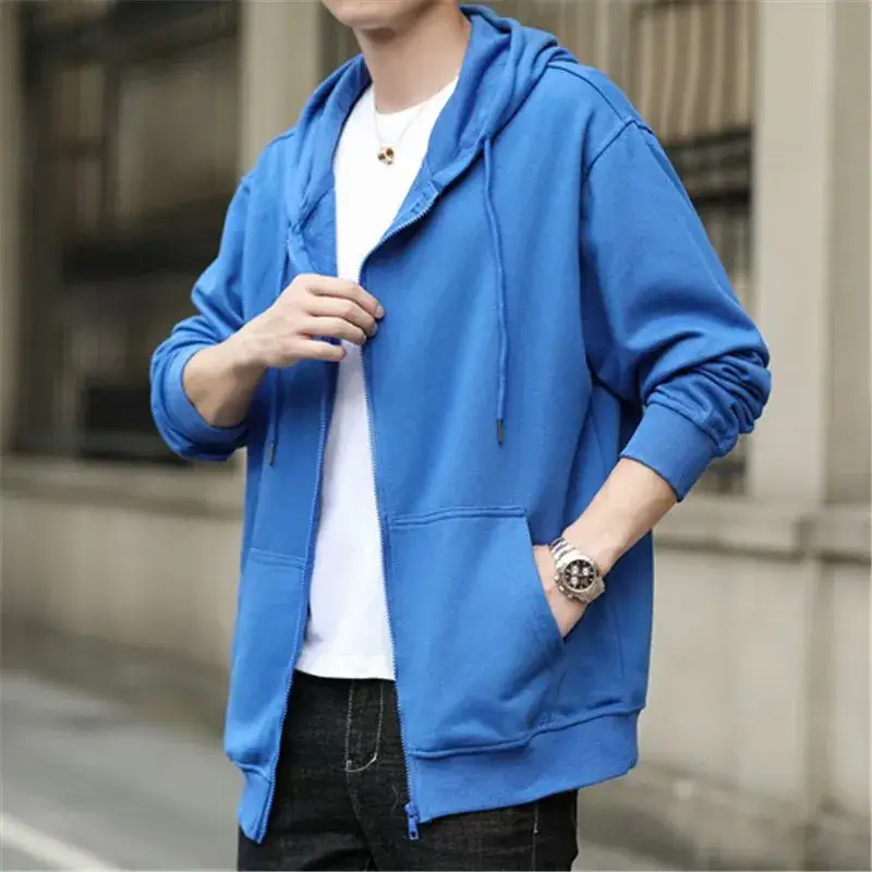 Men's Black Full Zip Hoodie Sweatshirt Long Sleeve Casual Wear - Image 8