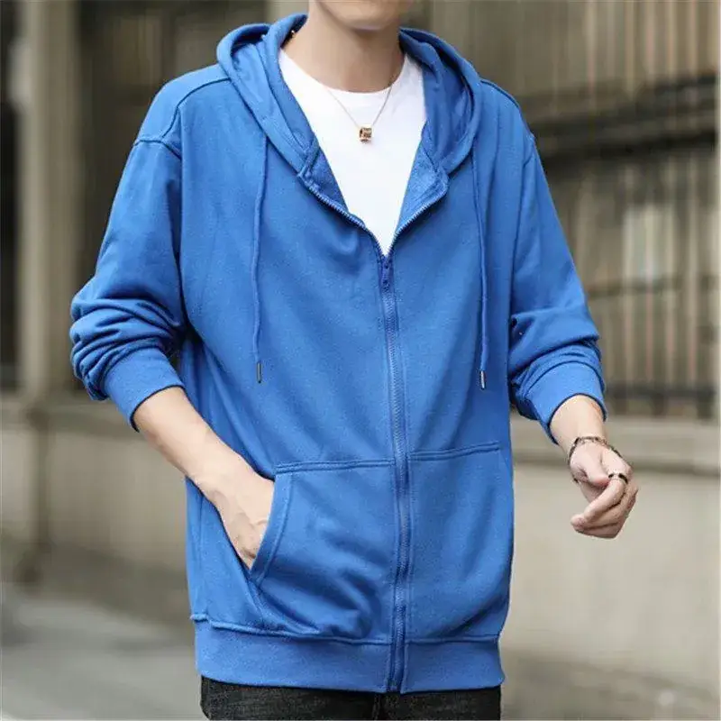 Men's Black Full Zip Hoodie Sweatshirt Long Sleeve Casual Wear - Image 3