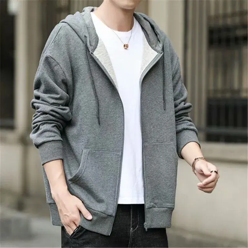 Men's Black Full Zip Hoodie Sweatshirt Long Sleeve Casual Wear - Image 4