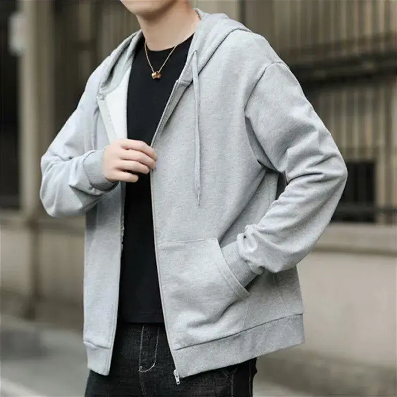Men's Black Full Zip Hoodie Sweatshirt Long Sleeve Casual Wear - Image 5