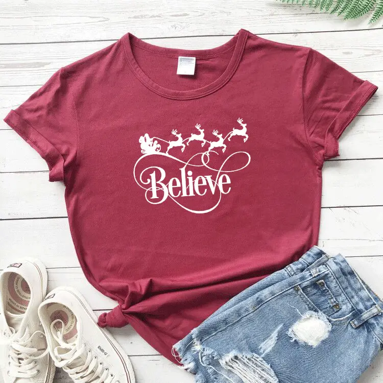 Believe Crown Deer Pink Women T-Shirt