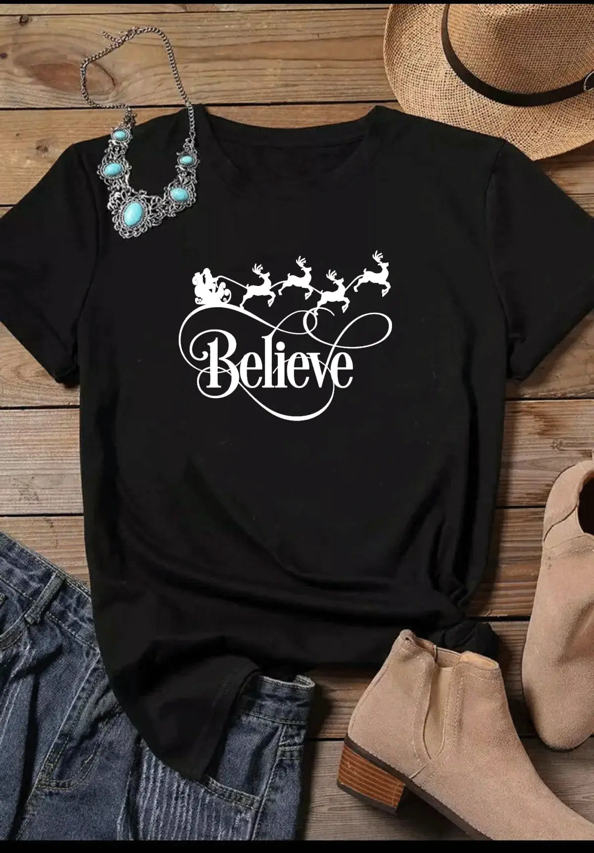 Believe Crown Deer Pink Women T-Shirt