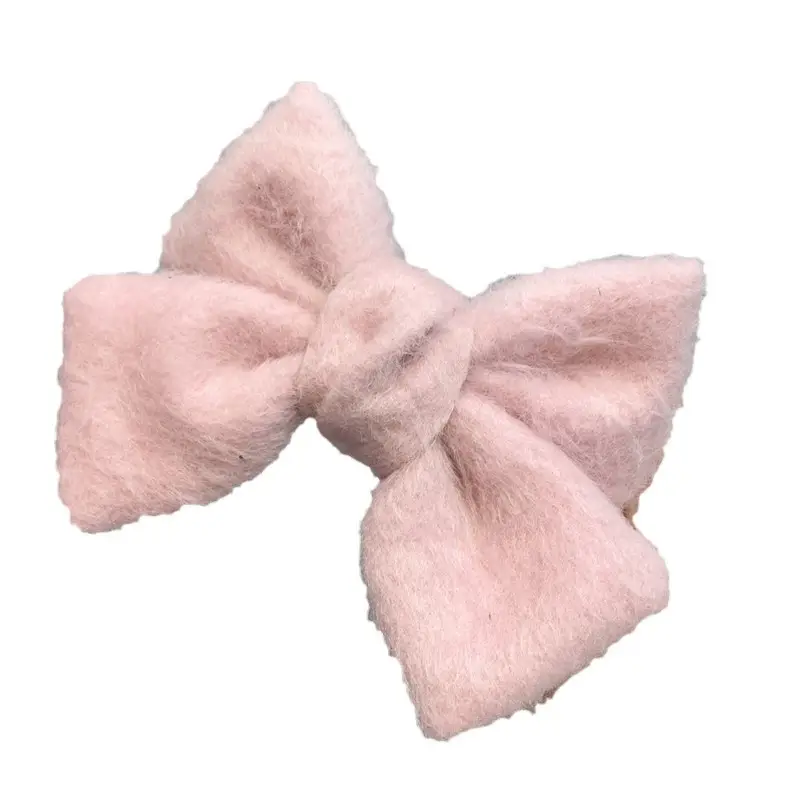 White Faux Fur Bow Hair Clip for Women - Image 9