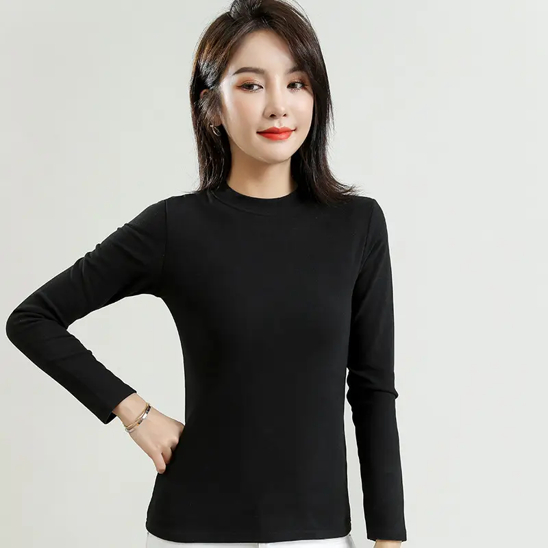 Women's Velvet Turtleneck Long Sleeve Fleece Lined Warm Innerwear - Image 6