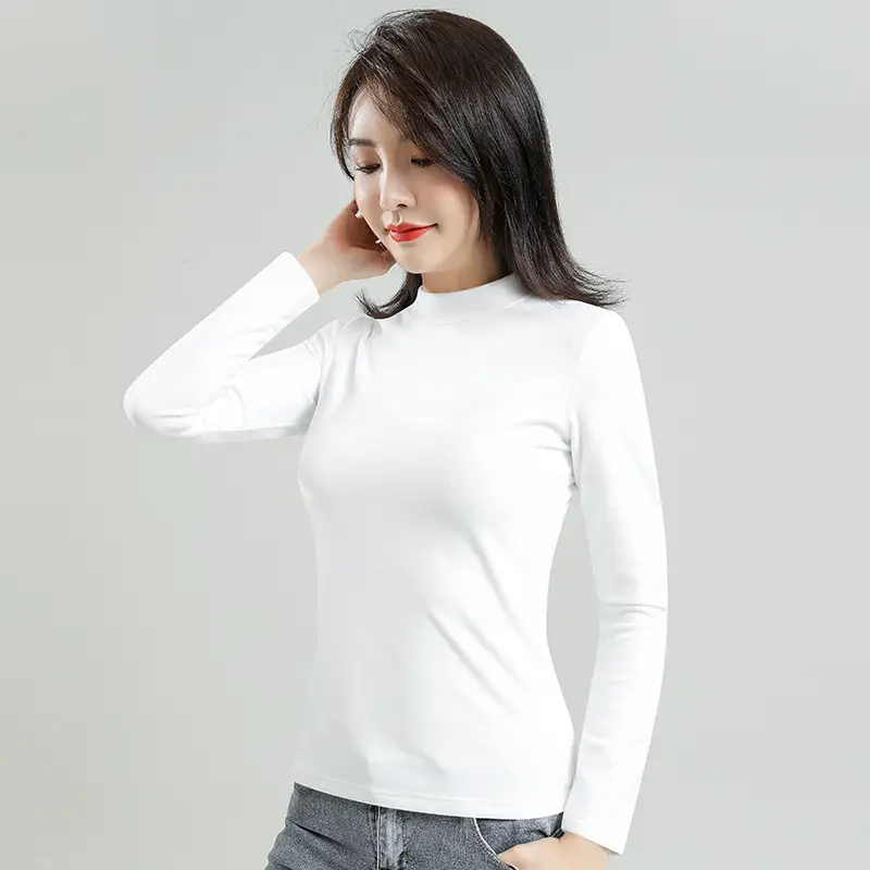 Women's Velvet Turtleneck Long Sleeve Fleece Lined Warm Innerwear - Image 7