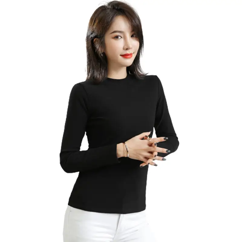 Women's Velvet Turtleneck Long Sleeve Fleece Lined Warm Innerwear - Image 10