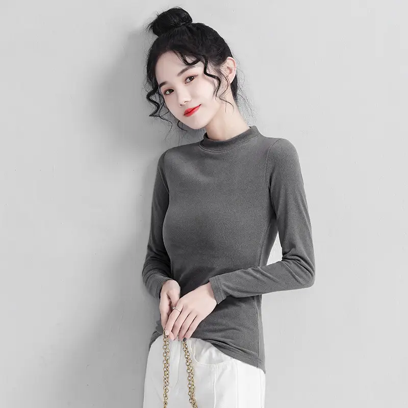 Women's Velvet Turtleneck Long Sleeve Fleece Lined Warm Innerwear - Image 4