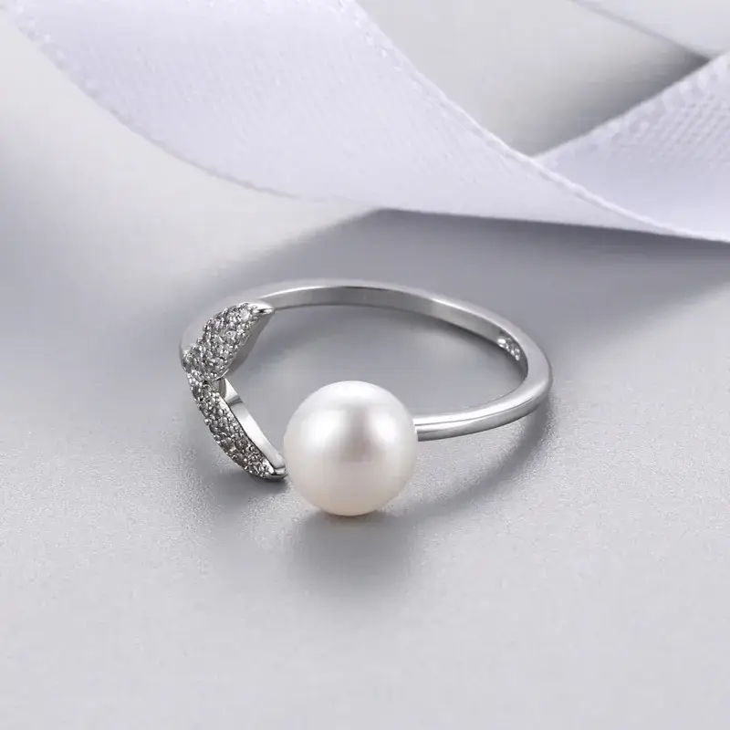 Pearl Fish Tails Ring Gold Silver Micro Zircon - Image 8