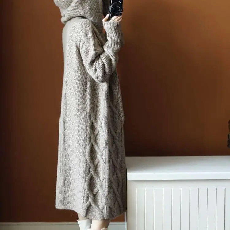 2020 Women's Hooded Thickened Knit Cardigan Coat - Image 6
