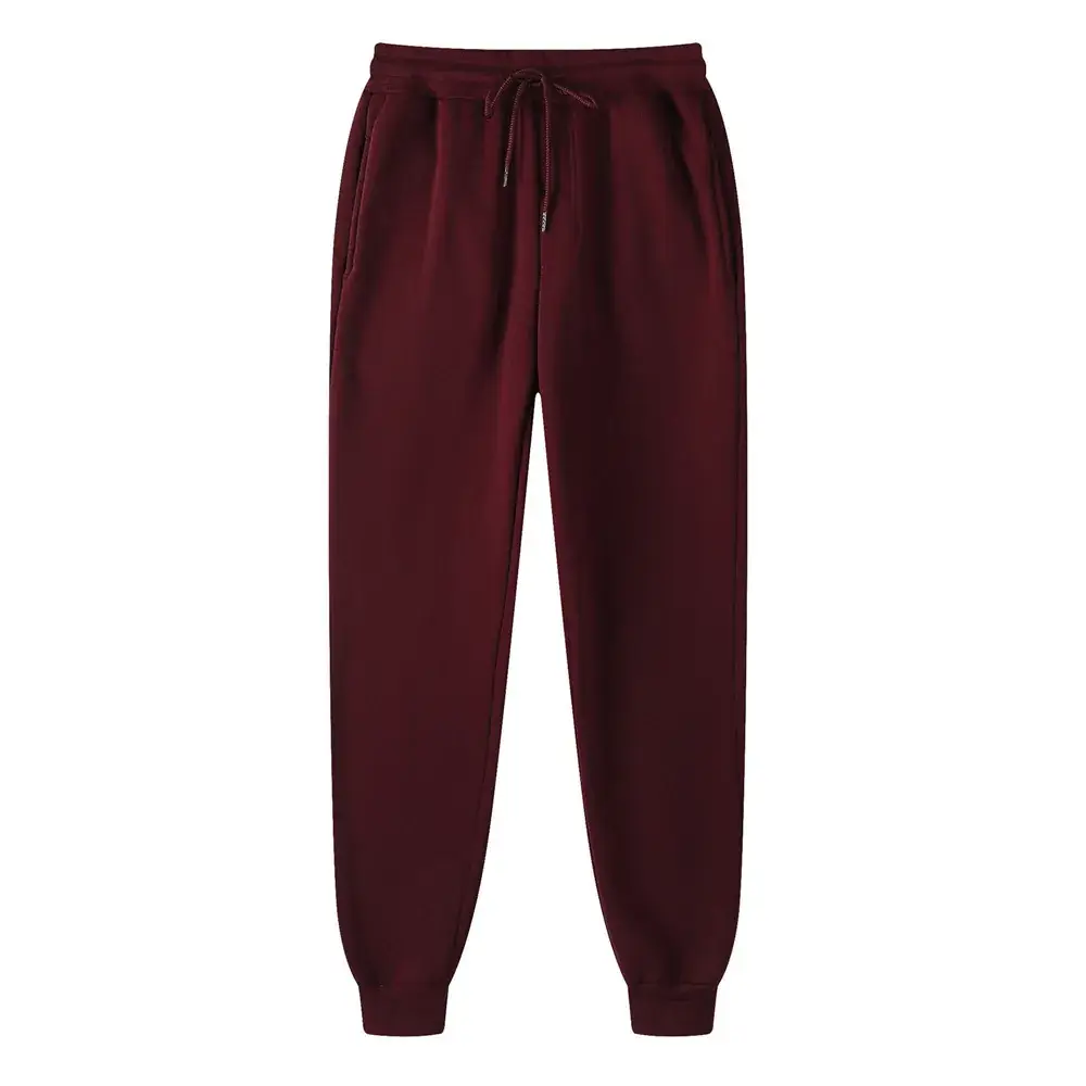 Men Fleece Lined Hoodie Sweatpants Maroon 220g - Image 29