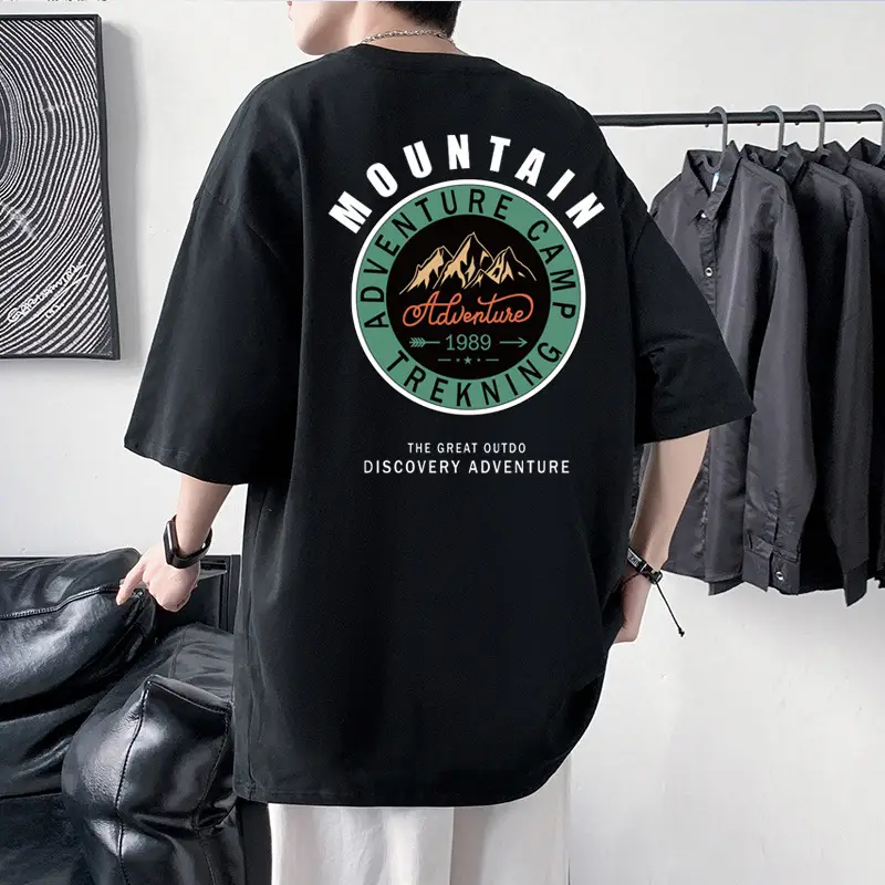 Men's Turquoise Mountain Adventure Graphic T-Shirt 220g Cotton - Image 20