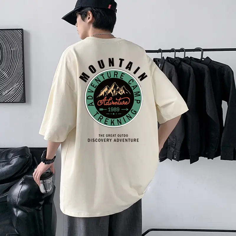 Men's Turquoise Mountain Adventure Graphic T-Shirt 220g Cotton - Image 12