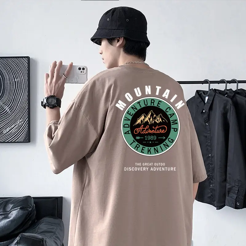 Men's Turquoise Mountain Adventure Graphic T-Shirt 220g Cotton - Image 13