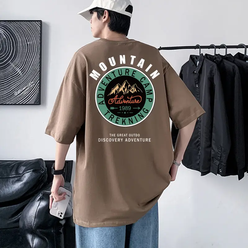 Men's Turquoise Mountain Adventure Graphic T-Shirt 220g Cotton - Image 14