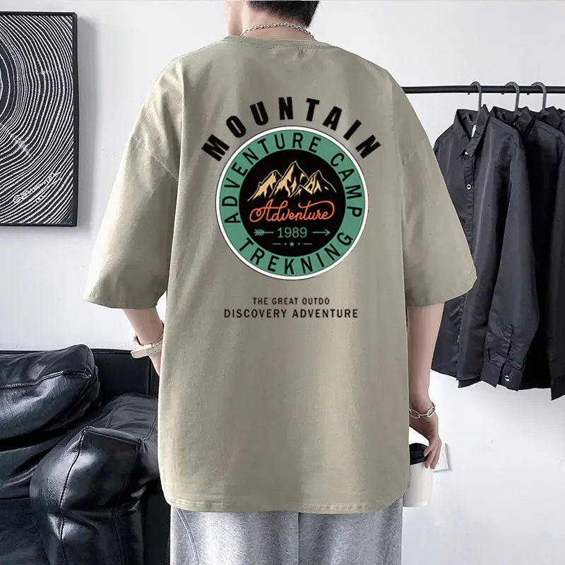 Men's Turquoise Mountain Adventure Graphic T-Shirt 220g Cotton - Image 9
