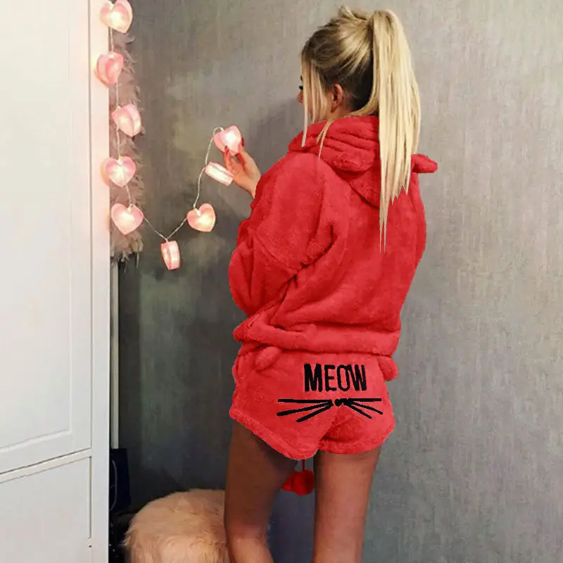 Purple Meow Hooded Pajama Set for Women - Image 2