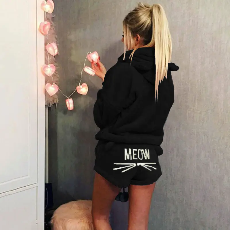 Purple Meow Hooded Pajama Set for Women - Image 4