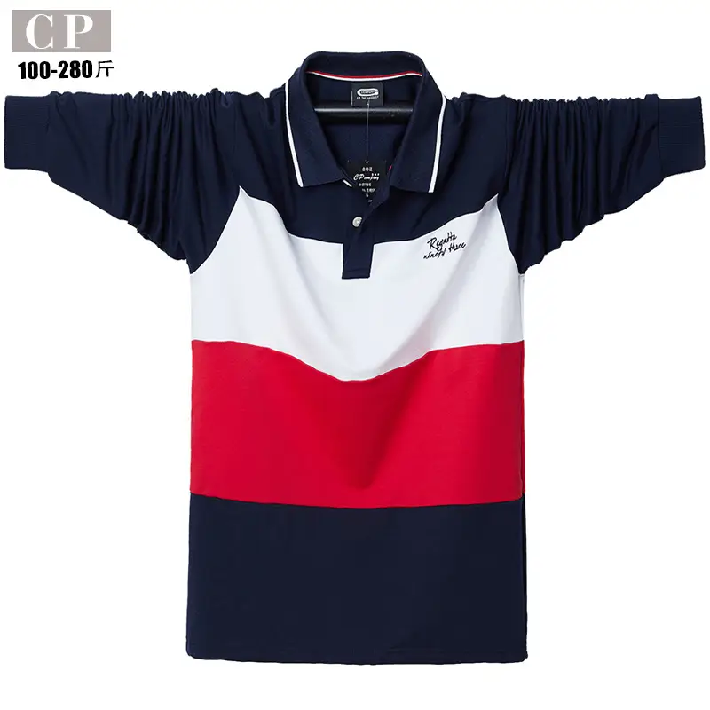 Men Oversize Cotton Polo Shirt Blue White Red Light Blue