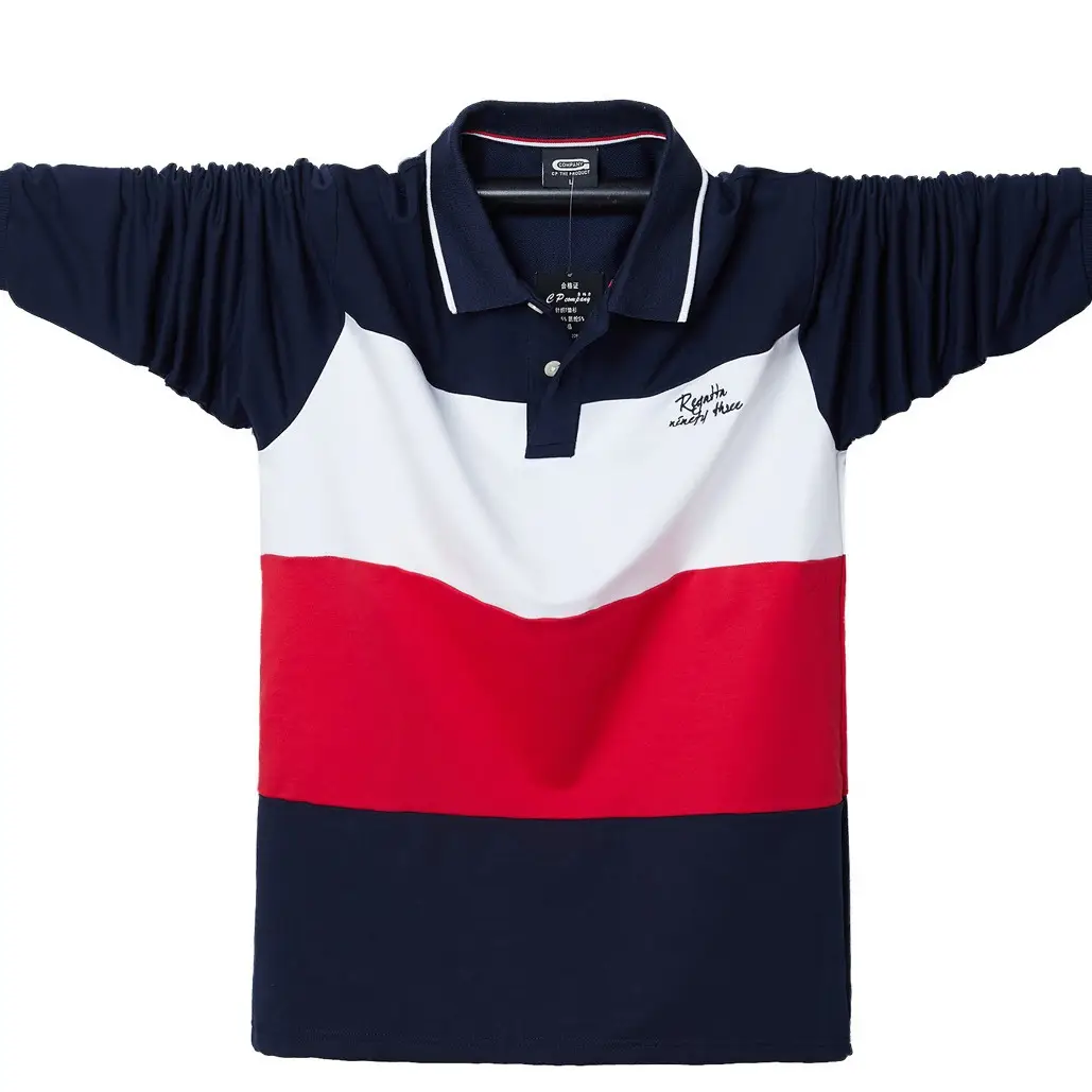 Men Oversize Cotton Polo Shirt Blue White Red Light Blue