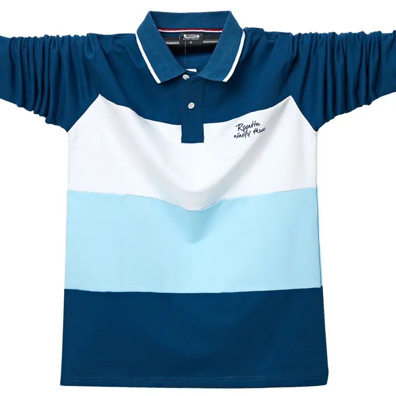Men Oversize Cotton Polo Shirt Blue White Red Light Blue
