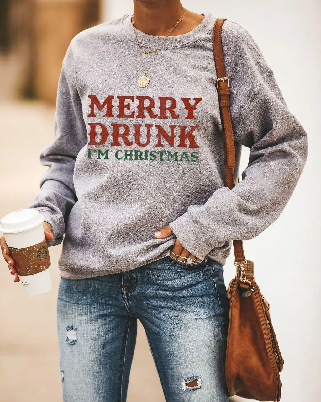 Merry Drunk Christmas Sweatshirt Long Sleeve Round Neck - Image 3