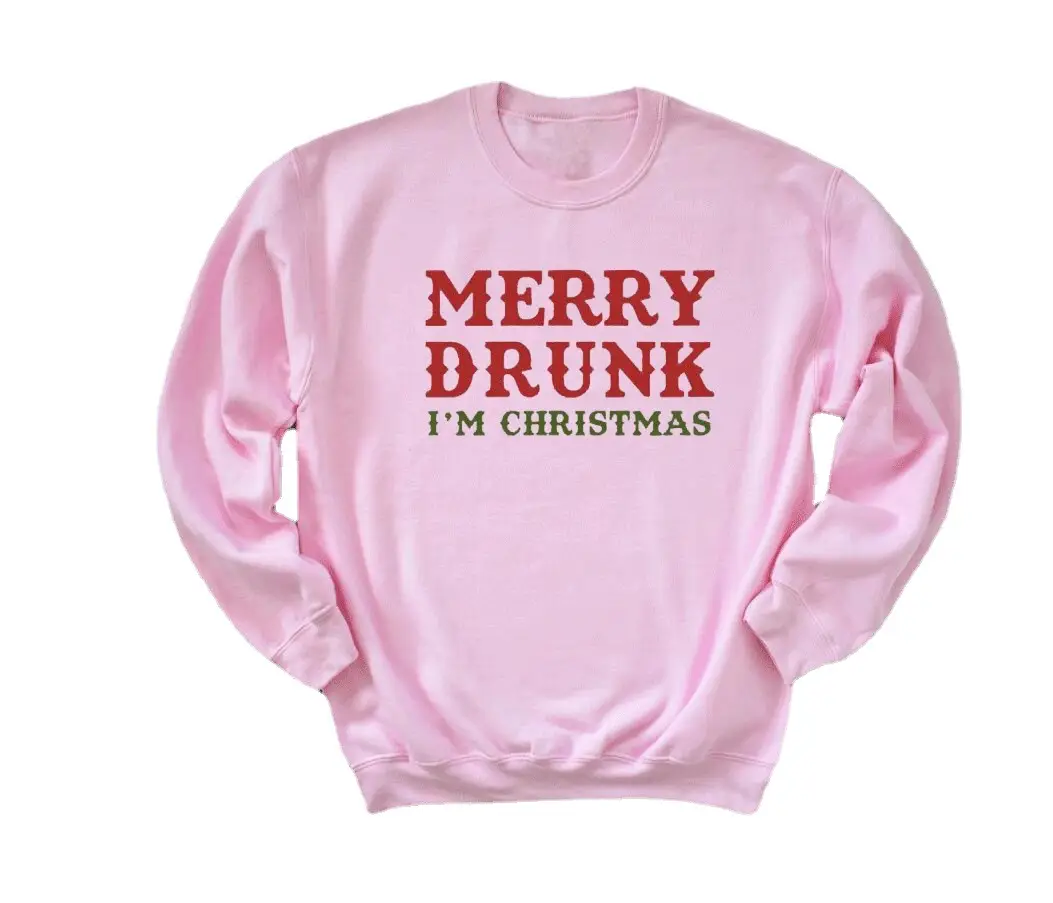 Merry Drunk Christmas Sweatshirt Long Sleeve Round Neck - Image 12