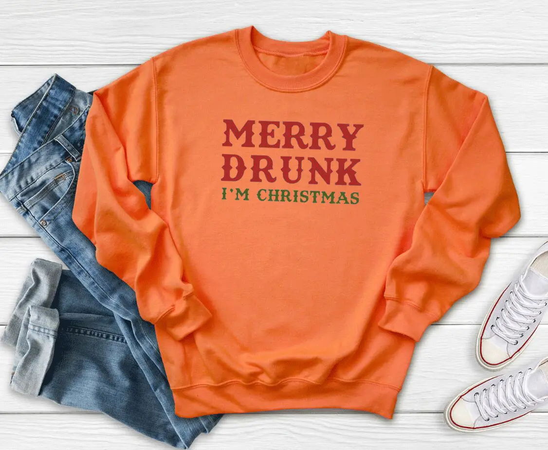 Merry Drunk Christmas Sweatshirt Long Sleeve Round Neck - Image 5