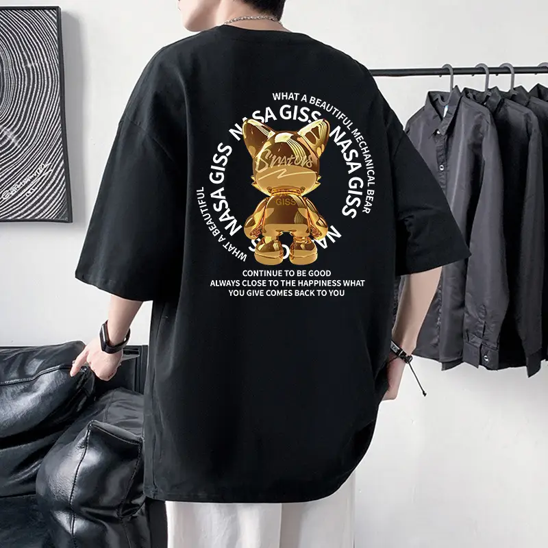 Men Cotton Graphic T-Shirt Grey Loose Fit - Image 15