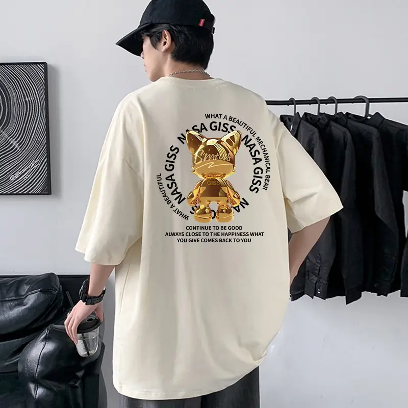 Men Cotton Graphic T-Shirt Grey Loose Fit - Image 18