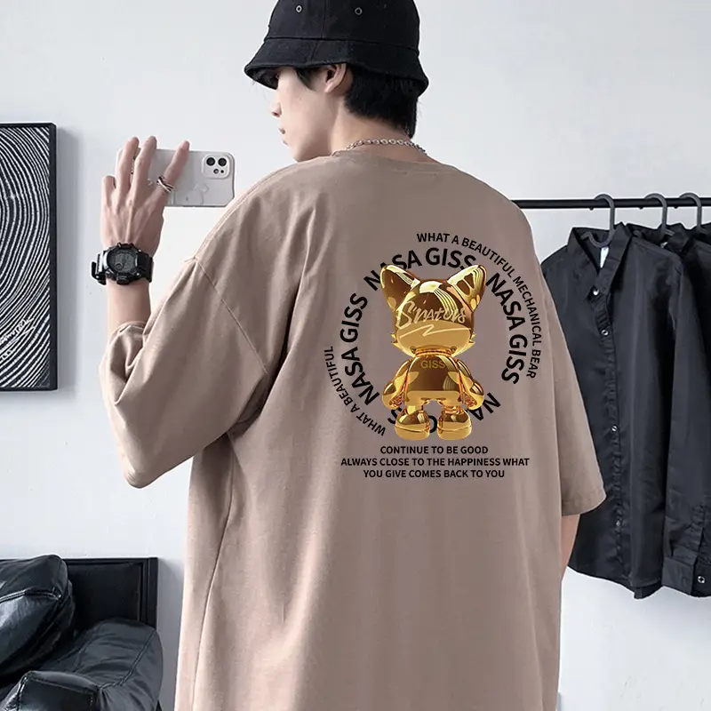 Men Cotton Graphic T-Shirt Grey Loose Fit - Image 19