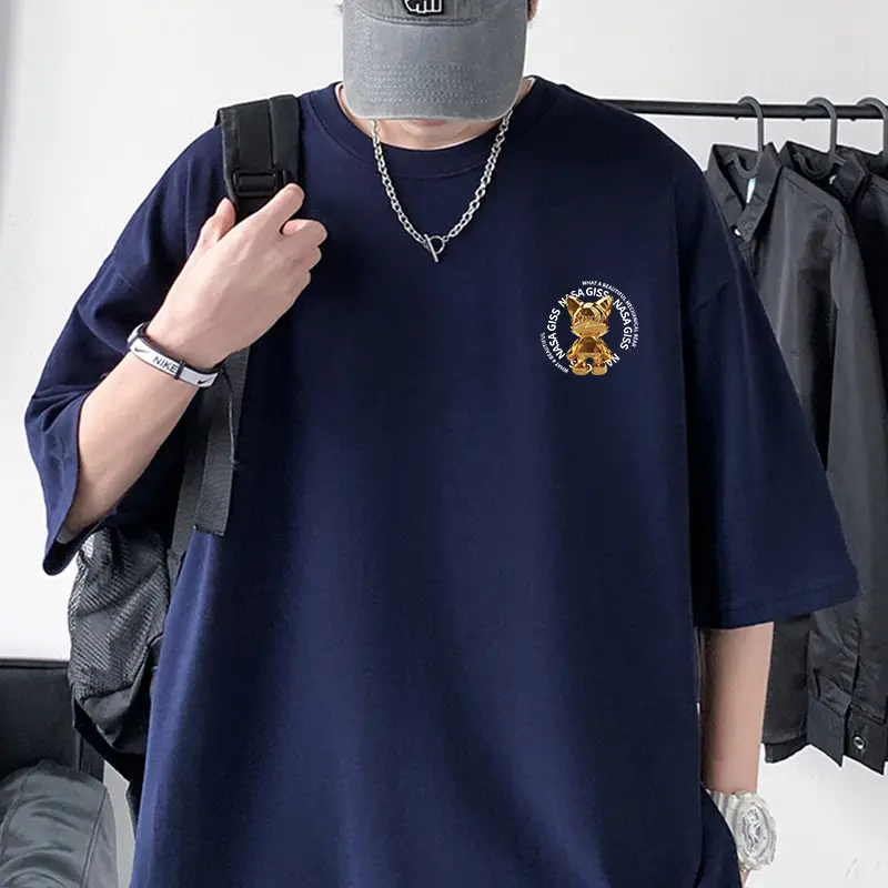 Men Cotton Graphic T-Shirt Grey Loose Fit - Image 24
