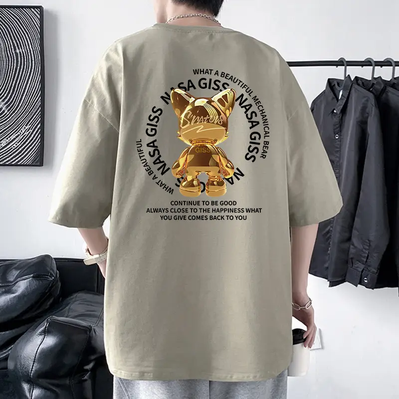Men Cotton Graphic T-Shirt Grey Loose Fit - Image 25