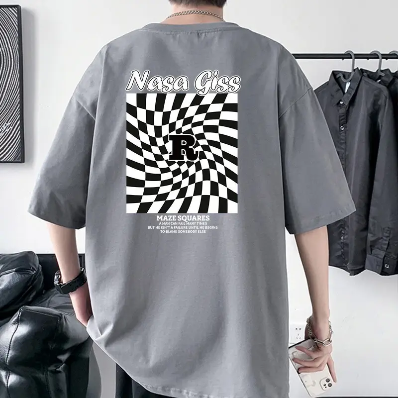 Men Cotton Graphic T-Shirt Grey Loose Fit - Image 3