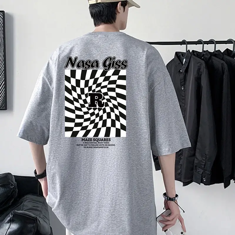 Men Cotton Graphic T-Shirt Grey Loose Fit - Image 4