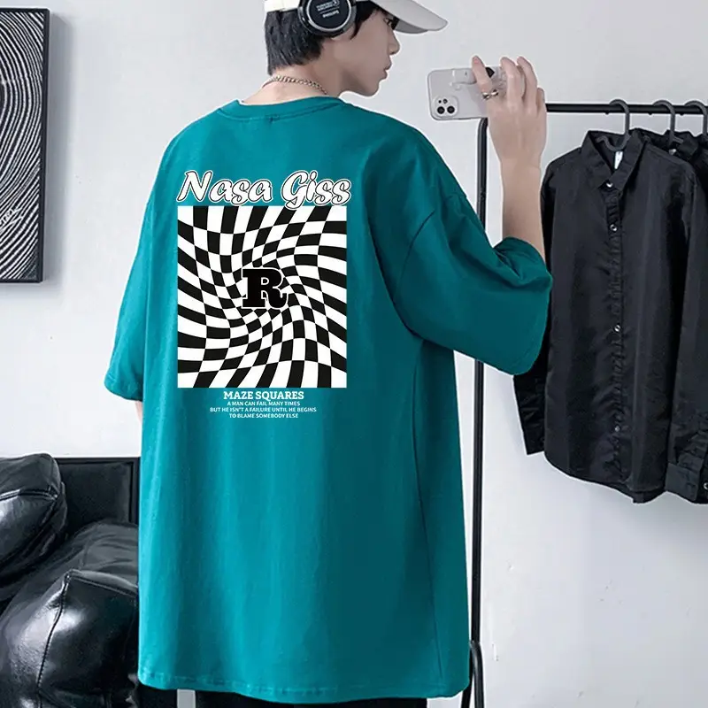 Men Cotton Graphic T-Shirt Grey Loose Fit - Image 5