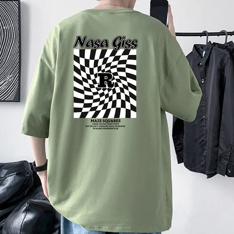 Men Cotton Graphic T-Shirt Grey Loose Fit - Image 9
